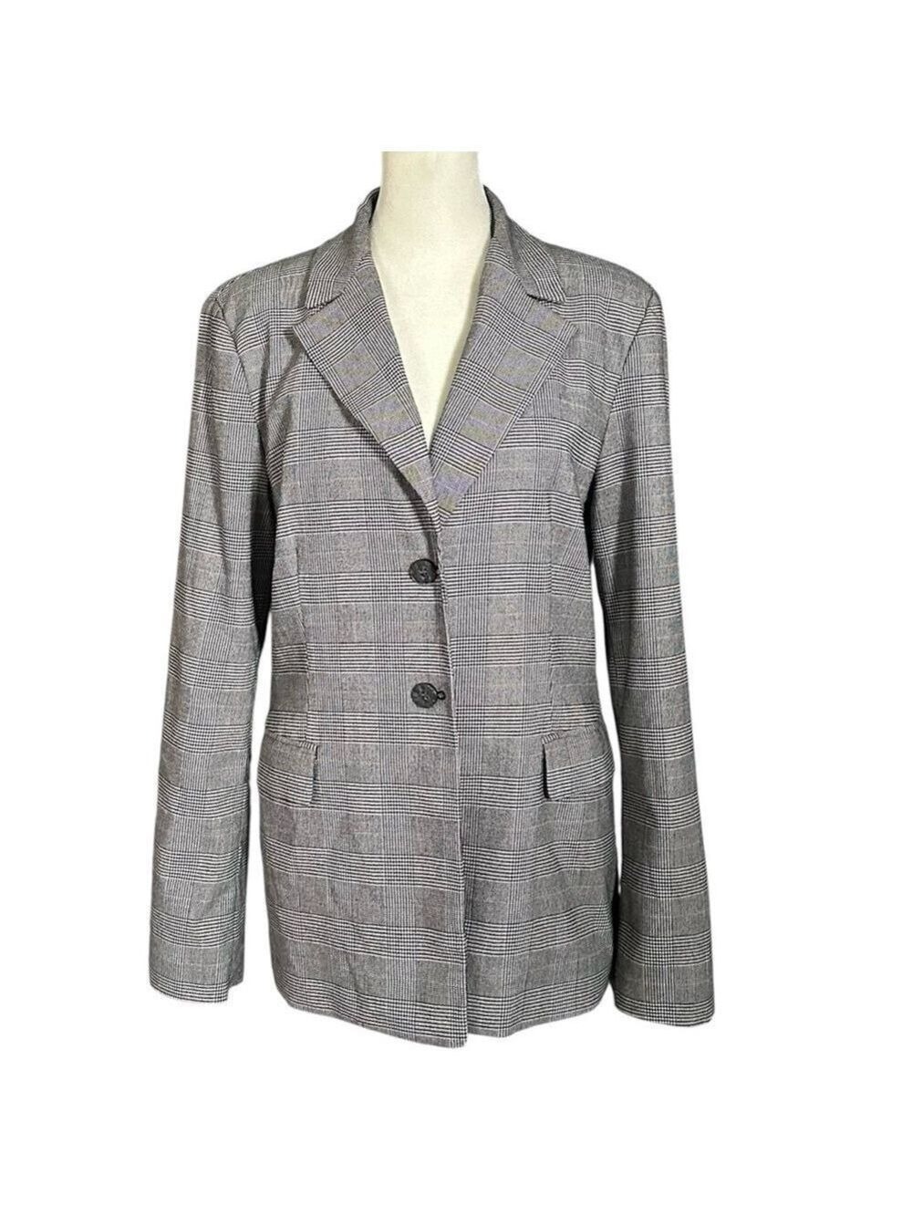 MICHAEL Michael Kors Two Button Glen Plaid Checker Pattern Blazer Jacket 10